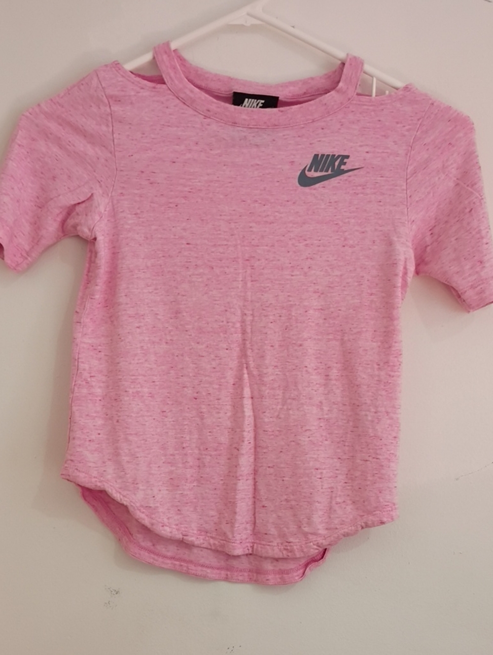Nike Pink Heathered Short Sleeve Tee with Swoosh